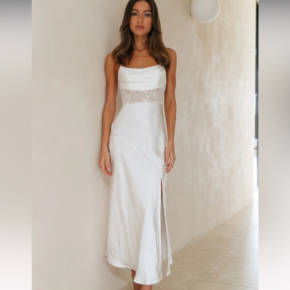 SIPPING WATERFALLS MIDI DRESS WHITE HelloMolly